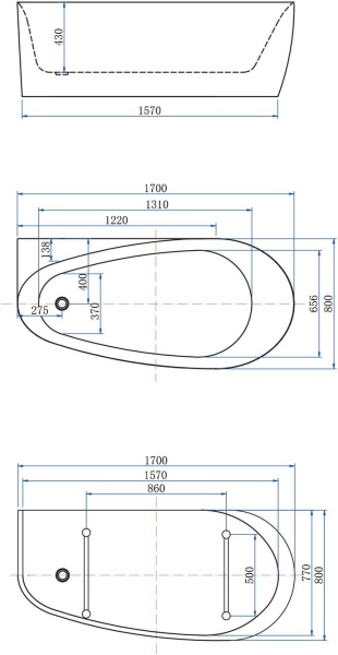 Акриловая ванна Allen Brau Priority 2 170x80 2.31002.21 белый матовый