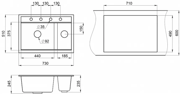 Кухонная мойка Granula KS-7302 черный