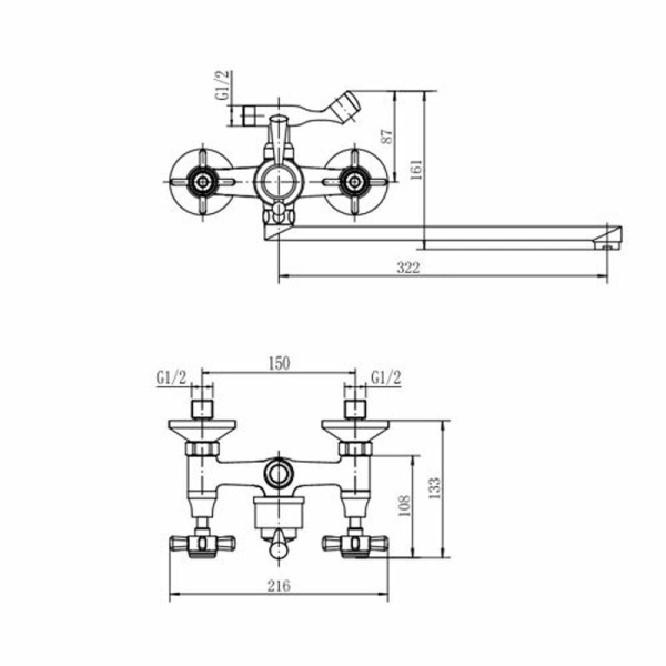 Смеситель для ванны FASHUN A2124, хром