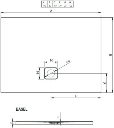 Душевой поддон Riho Basel 408 DC180050000000S 140x80