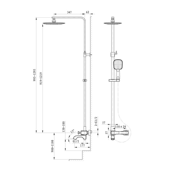 Душевая система WONZON & WOGHAND Triumph, Хром (WW-563601-CR)