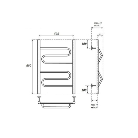 Полотенцесушитель водяной Point PN01156 П2 500x600, хром
