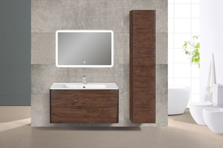 Тумба Vincea Paola 1000 подвесная, 2 выкатных ящика soft close, R.Wood с умывальником VCB-2VP1000W из искусственного камня, цвет белый