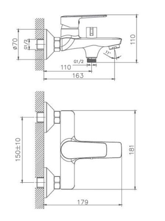Смеситель для ванны Haiba HB60563