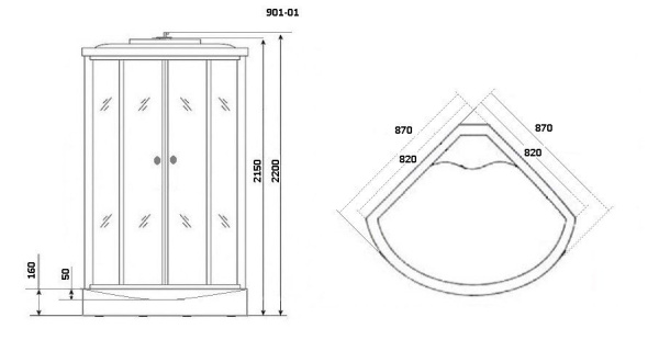 Душевая кабина Niagara Ultra NG-901-01 90х90х220, низкий поддон стекло тонированное