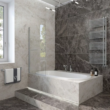 Шторка на ванну Veconi Palau PL-79B, 800x1500, черный, стекло прозрачное
