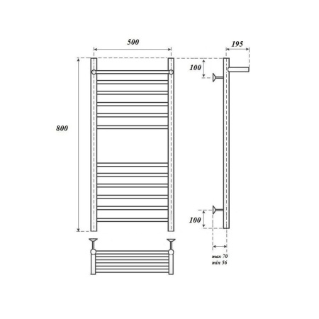 Полотенцесушитель водяной Point PN10158SP П11 500x800 с полкой, хром
