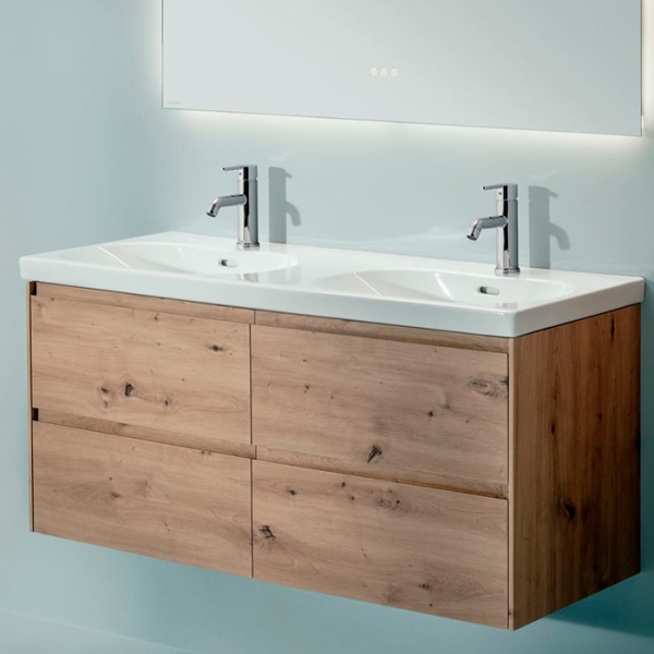Laufen LUA Раковина подвесная 120x46см, двойная, с 1 отв., цвет: белый глянцевый 8.1408.1.000.104.1