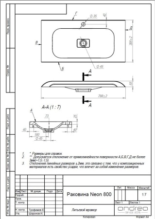 Раковина Andrea Neon
 4680028070269