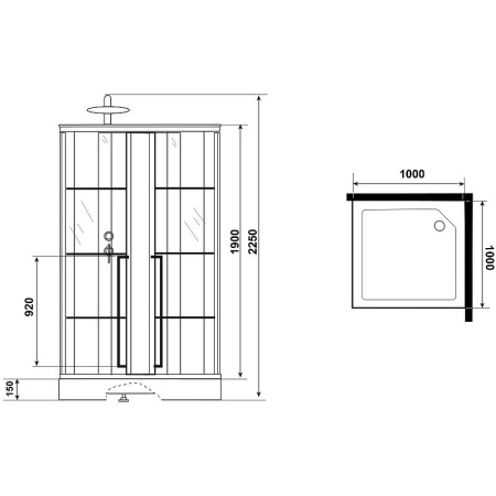 Душ.каб. Niagara Standart ST100/15QL/KL/BKT (1000х1000х2250) 3 места