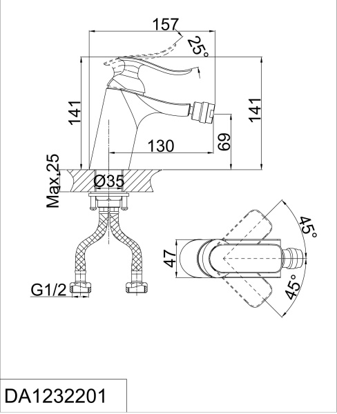 Смеситель для биде D&K Bayern.Liszt DA1232201