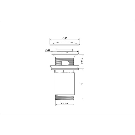 Донный клапан для раковины WONZON & WOGHAND, Черный матовый (WW-88SS09-MB)