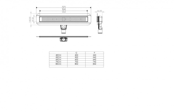 Дренажный канал Timo Steel 70см с решеткой STRIP из нержавеющей стали, BSSG-70 S50Rb