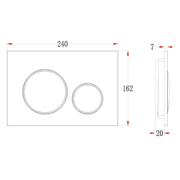 Кнопка смыва Veconi FLUSH V10, FLV10-BC, 240х162х7, пластик, черный матовый кайма - хром глянец