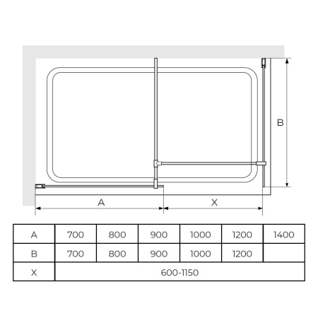Душевая перегородка RGW WA-021B (WA-011B (2 шт.) + S-1220B) 900x1000