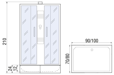 Душевая кабина River QUADRO Б/К 100/80/24МТ, 100x80x210