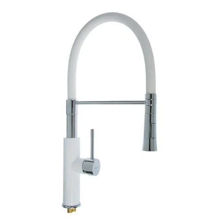 Смеситель для кухни Accoona А4890GG-1 гибкий излив с держателем, белый