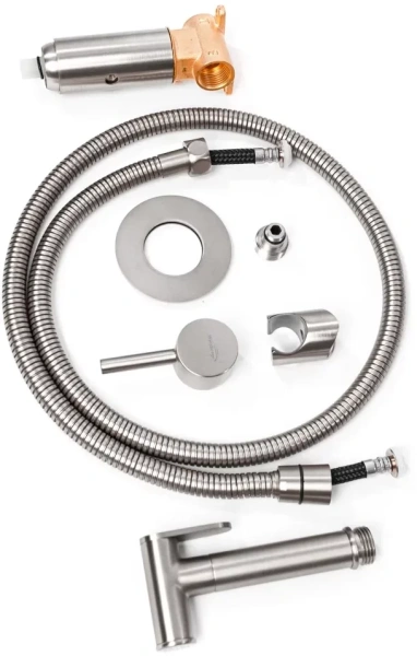 Смеситель встраиваемый с гигиеническим душем Hansberge H3099 Никель