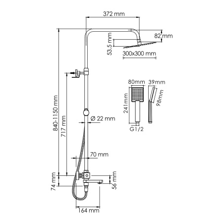 A199.118.141.010.CH Thermo Душевой комплект WasserKRAFT с термостатическим смесителем