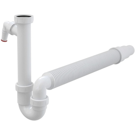 Сифон трубчатый Alcaplast с накидной гайкой 6/4", подводкой и гофрой, A83-DN50/40
