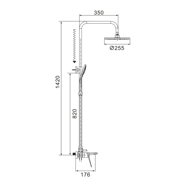 Душевая система Shevanik S8436H, черный