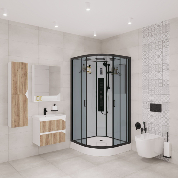 Душевая кабина Niagara Premium NG-6902-01G BLACK 100х100х210, низкий поддон 16см, стекло тонированное