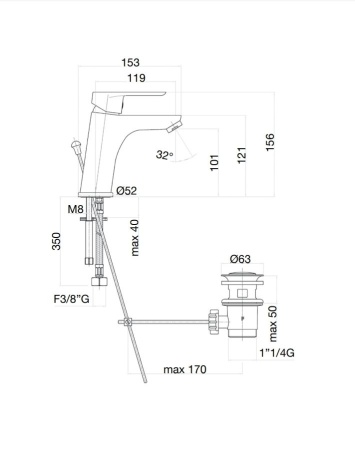 Смеситель для раковины Fiore Kevon 81NN8123, черный