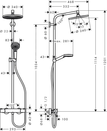 Hansgrohe Crometta S 240 1jet душевая cистема хром 27267000