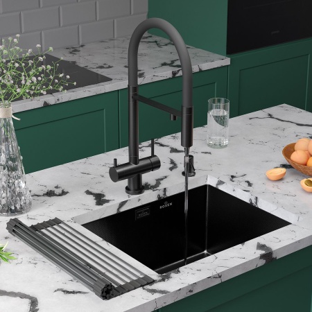 Кухонная мойка RoxenBath Uno 54 PVD графит (текстурное покрытие)