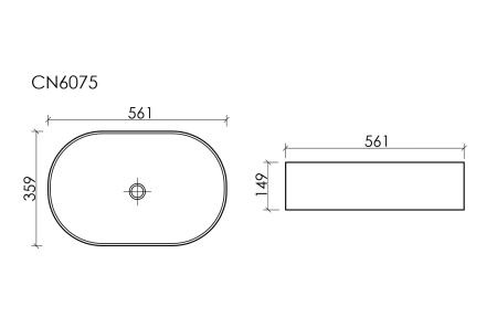 Раковина накладная овальная Элемент (Element) 561x359x149, цвет белый