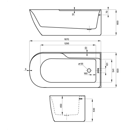 Акриловая ванна в наборе 3 в 1: отдельностоящая ванна (правый разворот), ножки, экран Wellsee Camellia 2.0 236202000