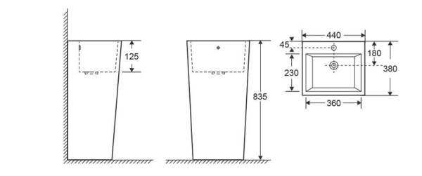 Раковина VITO напольная Cerutti SPA CT7663 440x380x835