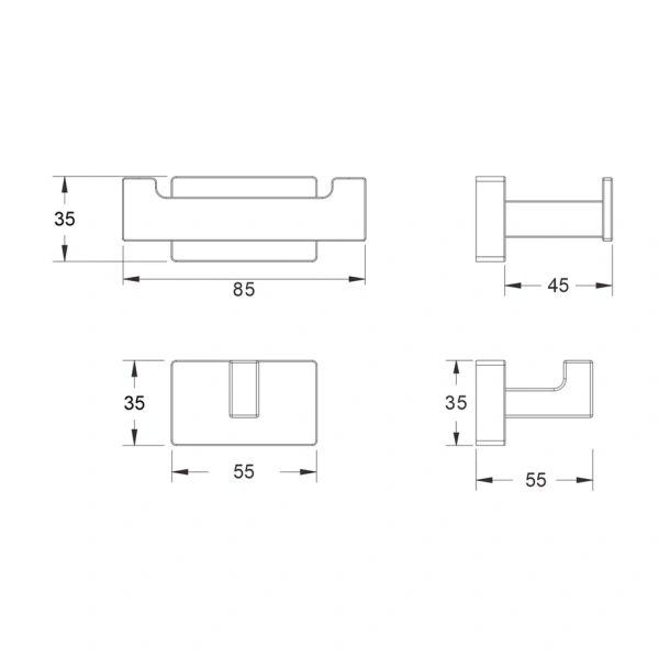 Крючок для ванной комнаты двойной Shevanik SG5621H, черный