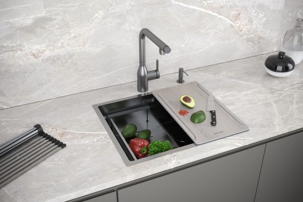 Мойка нерж. сталь NEXT-MULTI SINK 54 UNI, PM785445-GM, вороненая сталь,540х450мм, Paulmark