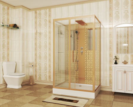 Душевая кабина Niagara Luxe NG-7711GBK 90x120х210, низкий поддон, стенки золото, без крыши