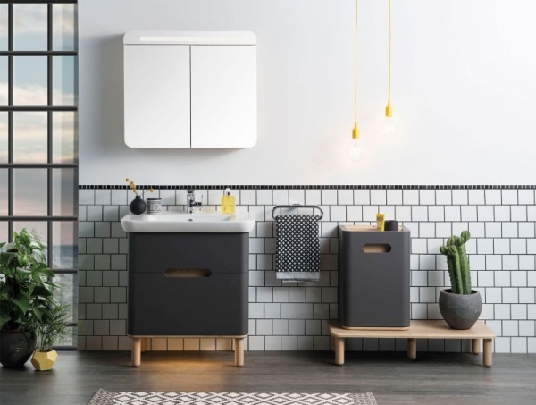 Тумба с раковиной VitrA Sento 78 60836 антрацит матовый