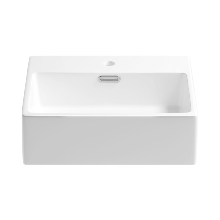 Раковина для ванной Wellsee Graceful Pro 201001310 в наборе 3 в 1: прямоугольная раковина белого глянцевого цвета, сифон, донный клапан в цвете матовый белый