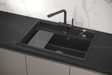 Мойка для кухни Granula Kitchen Space 7301 черный, 73х51 см, прямоугольная
