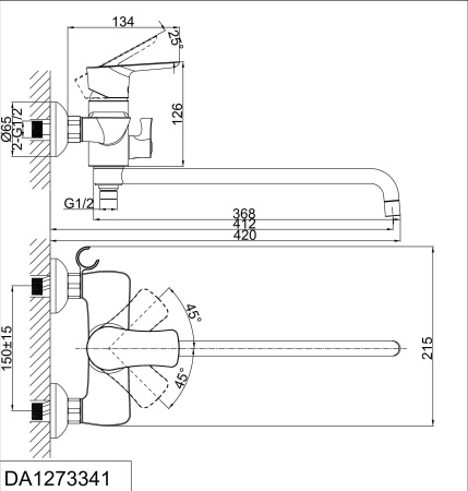 Смеситель для ванны D&K Rhein.Reisling DA1273341