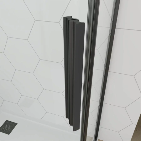 Душевой угол Veconi Ottimo P10 B, 1000x1000x1900, черный матовый, стекло прозрачное