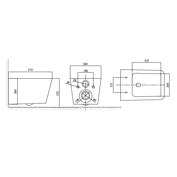 Унитаз подвесной WesnaArt KUBUS 205-KUB13, белый