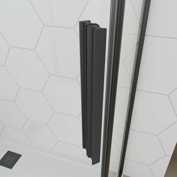 Душевой угол Veconi Ottimo P10 B, 1000x1000x1900, черный матовый, стекло тонированное матовое