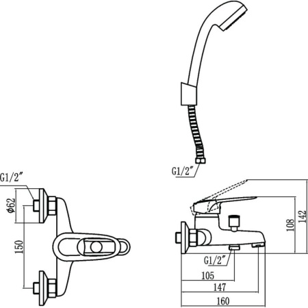 Смеситель для ванны Fmark FM3204, хром