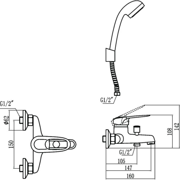Смеситель для ванны Fmark FM3204, хром