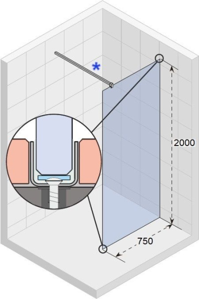 Душевая перегородка Riho SZ Scandic NXT X400 Flat 75 GX004920F