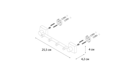 Планка 4 крючка Fixsen Kvadro FX-61305-4