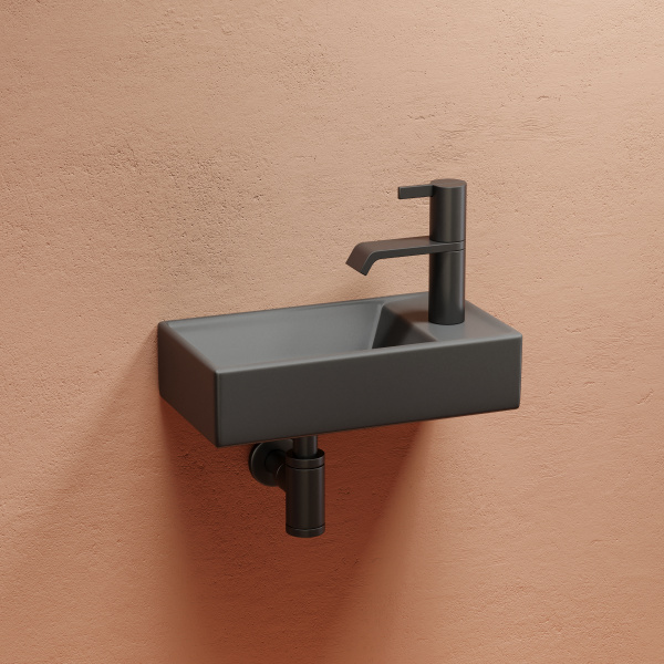 Умывальник Ceramicanova подвесной прямоугольный (чаша слева, отверстие под смеситель справа) цвет капучино матовый Element 407x217x100