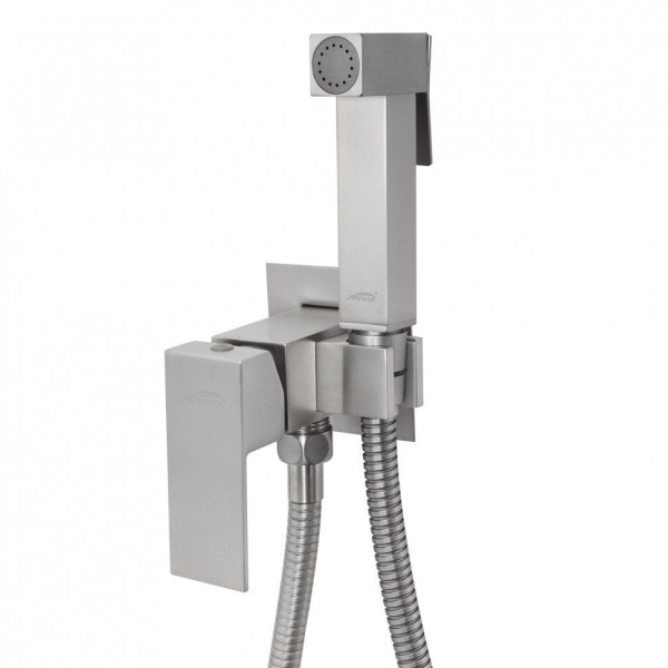 Смеситель встраиваемый с гигиеническим душем Hansberge H3077 Никель