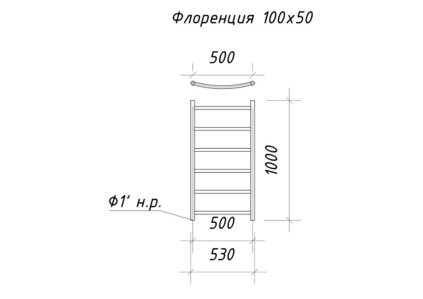 Полотенцесушитель водяной ARIANO Флоренция 100х53 хром, 6 перекладин