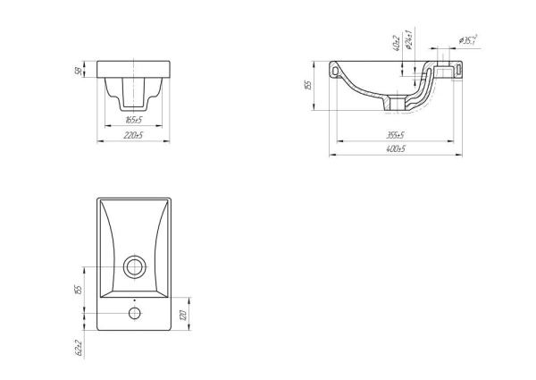 Раковина мебельная Cersanit MODUO 40, S-UM-MOD40/1